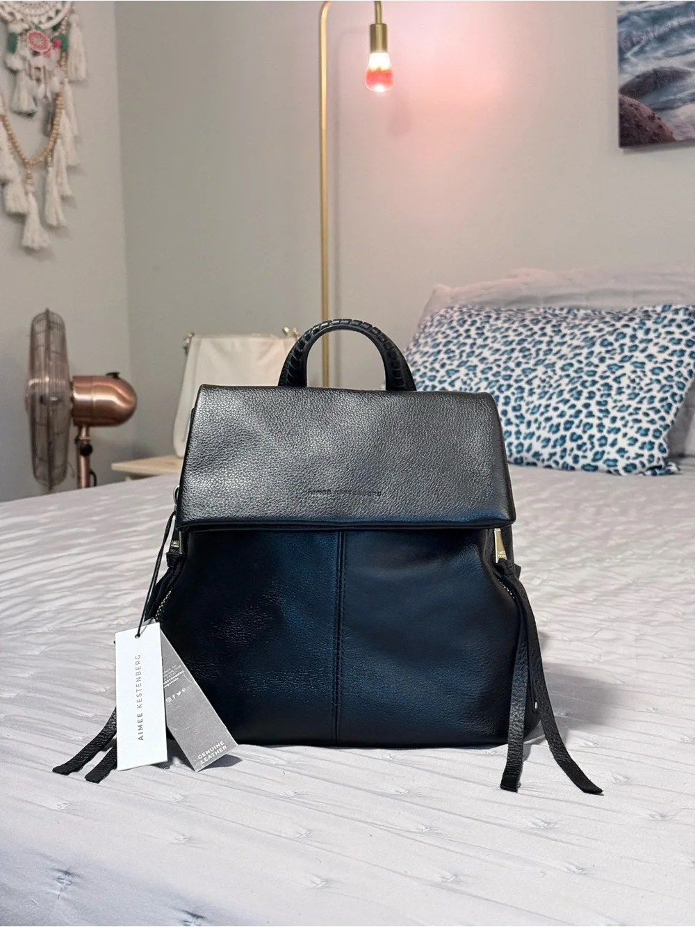 Aimee Kestenberg Bali Black Leather Backpack Purse